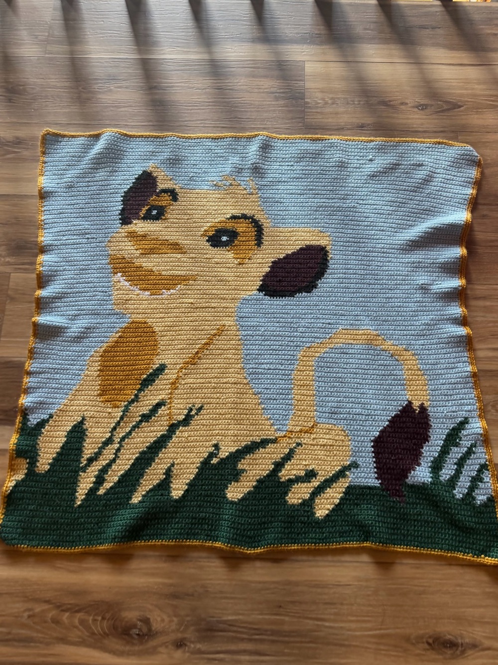 Handmade Simba Blanket - Blue, Tan & Green